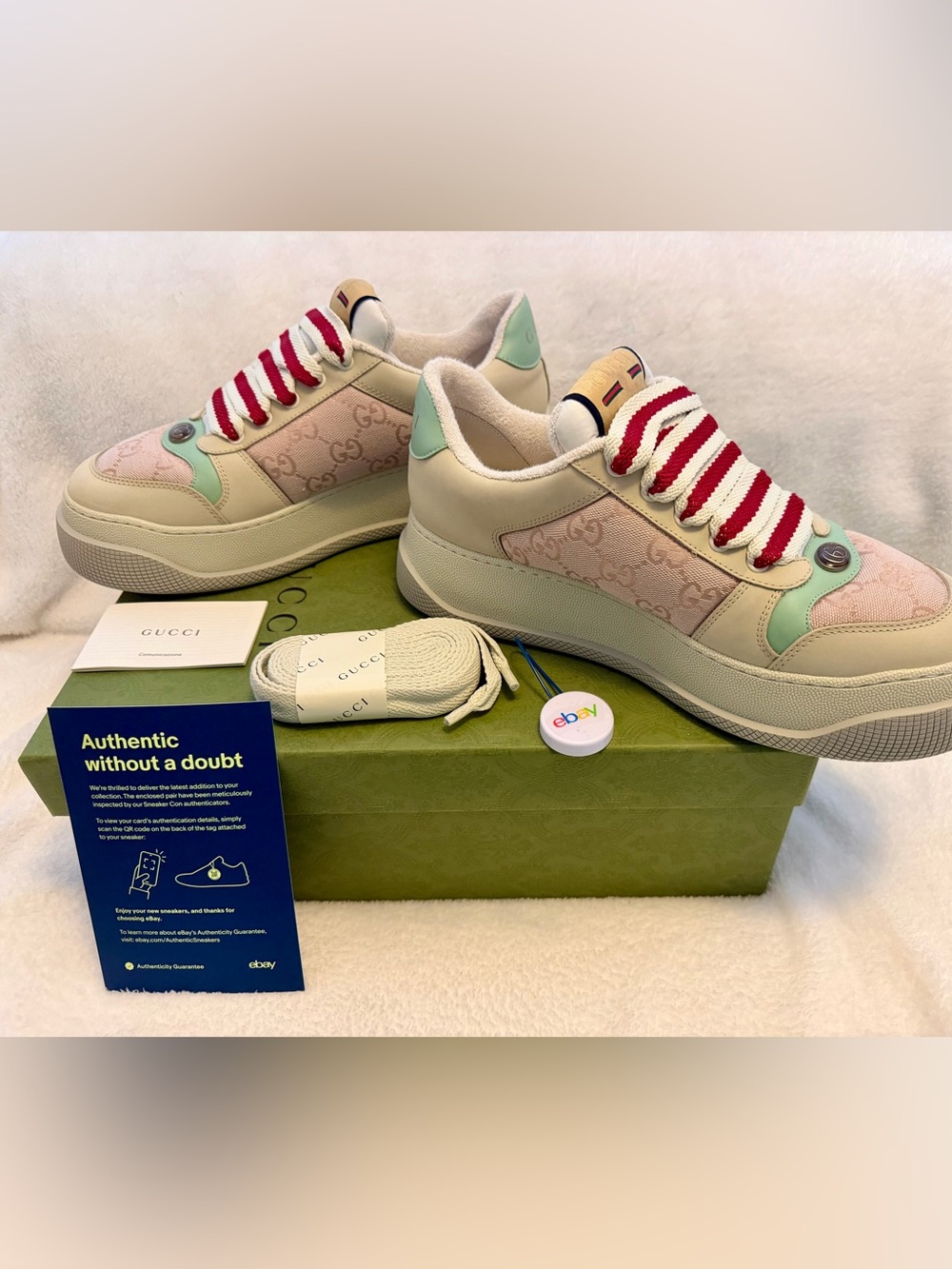 Gucci Screener Sneaker- Women's Pink & Mint Ace Low Top Sneakers